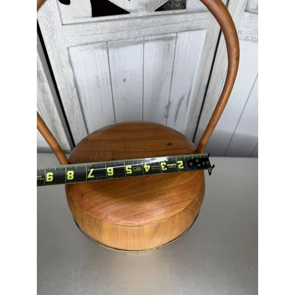 Antique Chinese Wooden Wedding Basket Handle And Lid Wood Asian Decor VTG